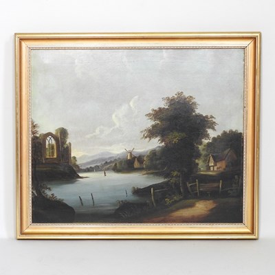 Lot 257 - Norwich school, 19th century, river landscape...