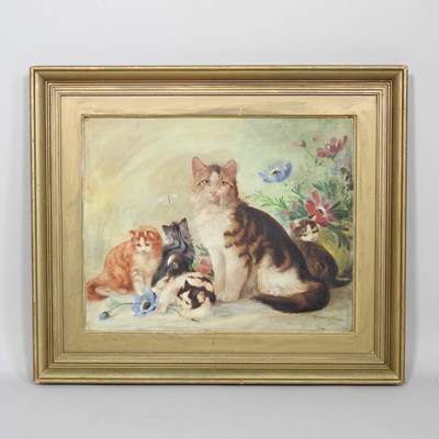 Lot 483 - R. Detrix, early 20th century, family of cats,...