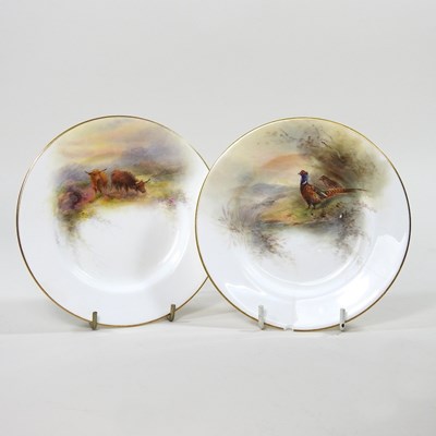 Lot 32 - A Royal Worcester cabinet plate, painted with...