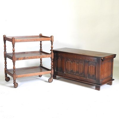 Lot 485 - A 1920's oak coffer, with a hinged lid, 96cm...