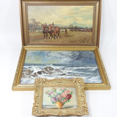 Lot 526 - Thomson Laing, act.1890-1904, horses ploughing,...