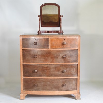 Lot 667 - A Victorian oak bow front chest of drawers,...