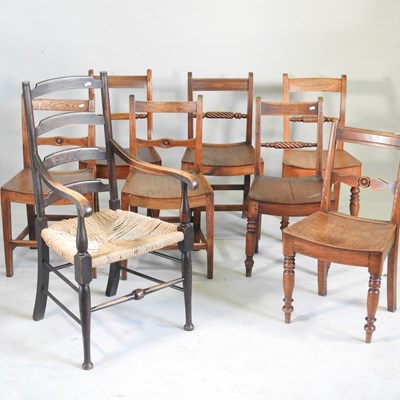 Lot 573 - A harlequin set of seven 19th century elm...