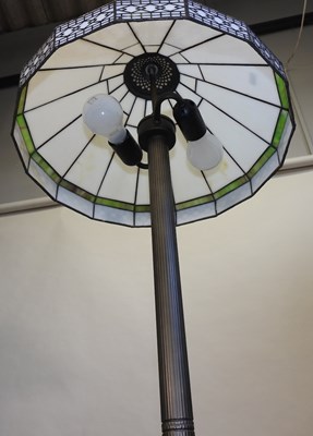 Lot 756 - A modern Tiffany style standard lamp and shade