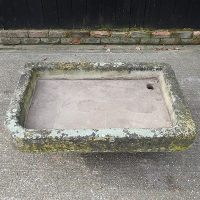 Lot 347 - A large carved York stone sink, of shallow...