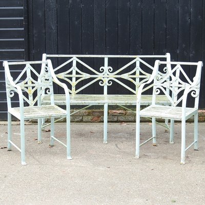 Lot 165 - A Regency style cast iron garden set, with a...