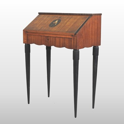 Lot 479 - An Art Deco French ebonised and marquetry bureau