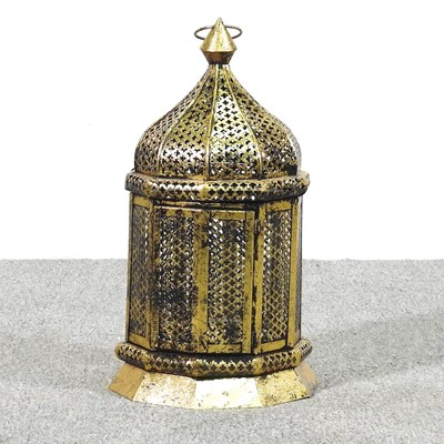 Lot 486 - A gilt painted Moroccan style lantern, 50cm high