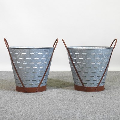 Lot 220 - A pair of galvanised oyster or olive buckets,...