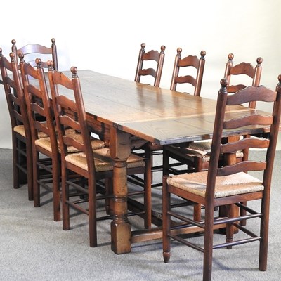 Lot 573 - An 18th century style oak refectory table