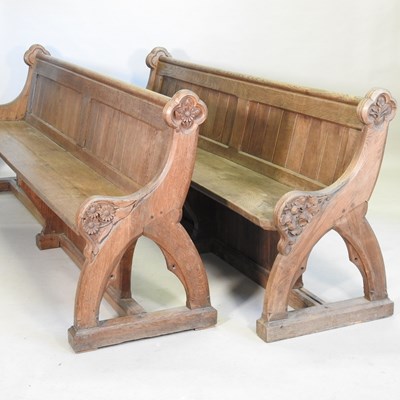 Lot 473 - A Victorian carved oak pew