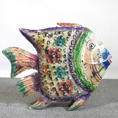 Lot 103 - A painted metal model of a fish, 62cm high