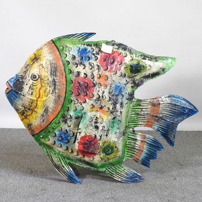 Lot 224 - A large painted model of a fish, 80cm high