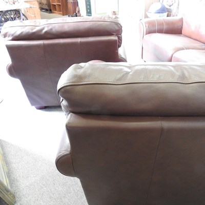 Lot 328 - A modern brown leather three piece suite,...