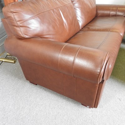 Lot 328 - A modern brown leather three piece suite,...