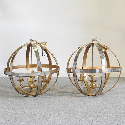 Lot 44 - A large pair of Libra mirrored gilt globe...