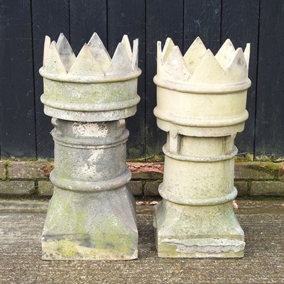 Lot 30 - A pair of crown top chimney pots, 78cm high (2)