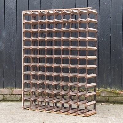 Lot 21 - A large metal and wooden wine rack