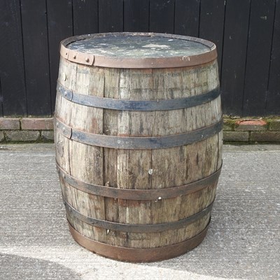 Lot 11 - A coopered wooden barrel, 90cm high