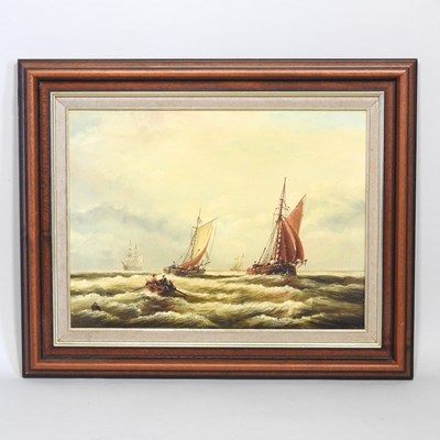 Lot 88 - K Hammond, seascape with fishing vessels,...