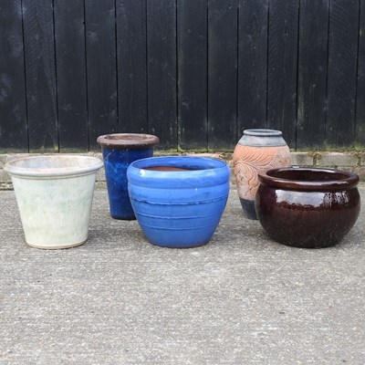 Lot 343 - A blue glazed garden planter