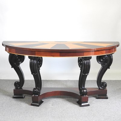 Lot 440 - A large continental parquetry console table,...