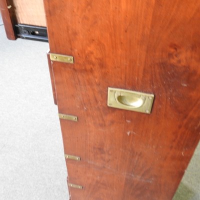 Lot 39 - A military style brass bound narrow chest of...