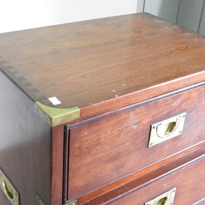 Lot 39 - A military style brass bound narrow chest of...