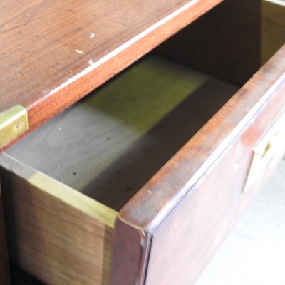 Lot 39 - A military style brass bound narrow chest of...