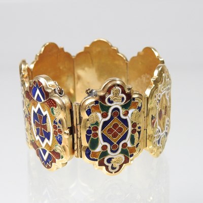 Lot 77 - An Eastern gilt and enamelled bracelet,...