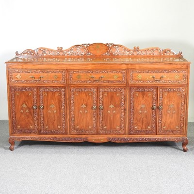 Lot 149 - An Indian brass inlaid hardwood sideboard, mid...