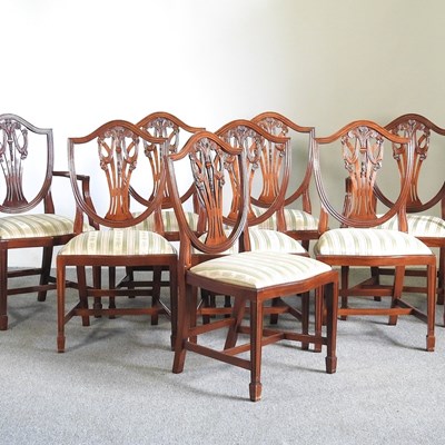 Lot 263 - A set of eight reproduction dining chairs, to...
