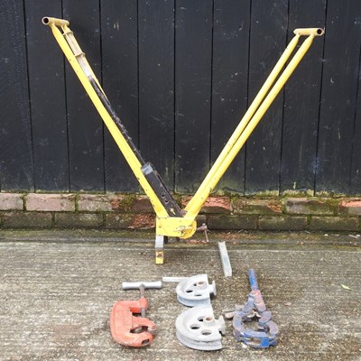 Lot 273 - A steel pipe bender, together with a clamp etc...