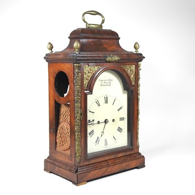 Lot 3 - A walnut cased bracket clock, the painted dial...