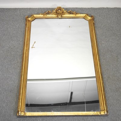 Lot 242 - A large 19th century and later carved pine and gilt gesso framed pier mirror