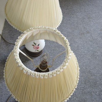 Lot 30 - A pair of pottery table lamps and shades, 60cm...