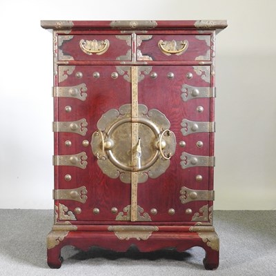 Lot 238 - A Chinese brass bound side cabinet/canteen,...