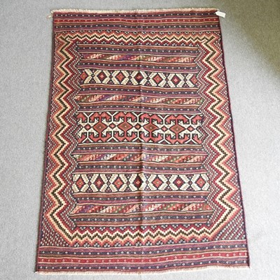 Lot 182 - A Persian sumak kelim rug, with striped...