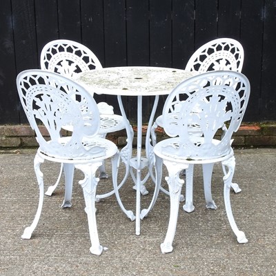 Lot 77 - A painted metal garden table, 69cm diameter...