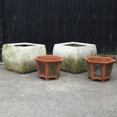 Lot 353 - A pair of fibreglass garden planters