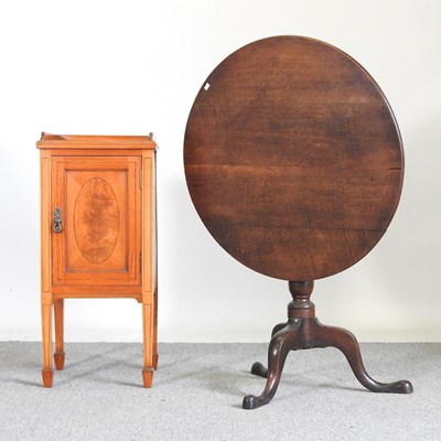 Lot 79 - An Edwardian satinwood pot cupboard, together...