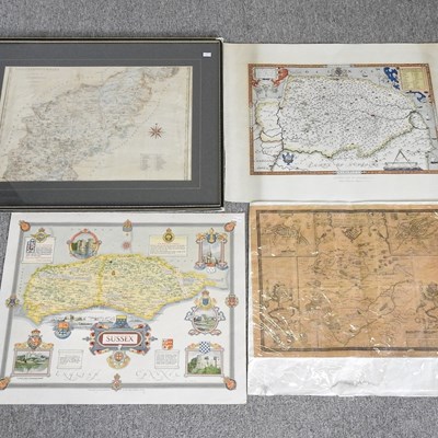 Lot 437 - A map of Northamptonshire, framed, 34 x 50cm,...