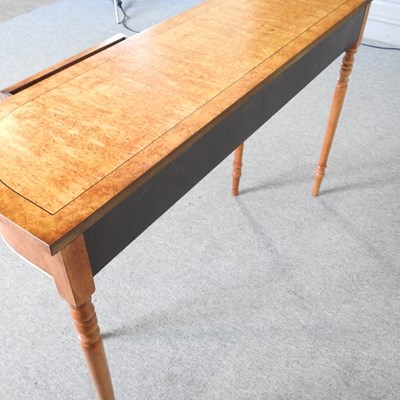 Lot 148 - A bespoke made birch side table, containing...