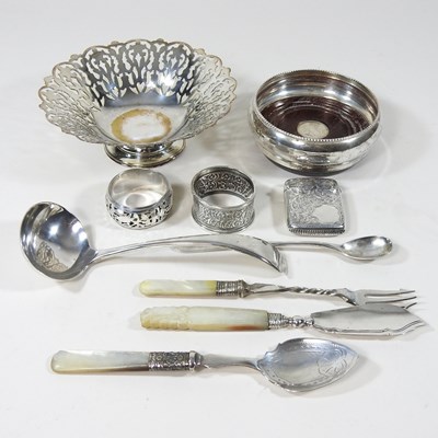 Lot 291 - A modern silver wine coaster, 10cm diameter,...