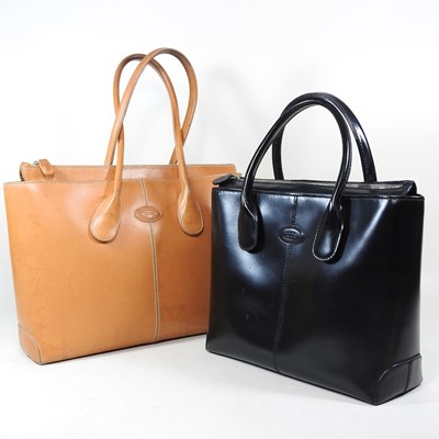 Lot 482 - A Tod's tote bag, in black leather, 35cm wide,...