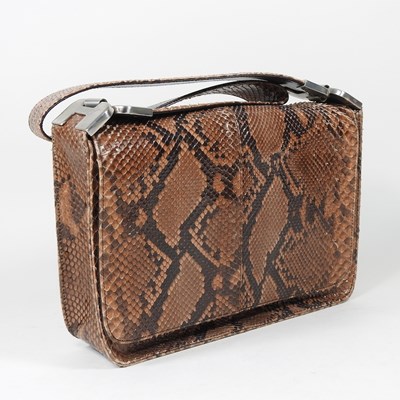 Lot 146 - A Prada handbag, in brown snakeskin, with dust...