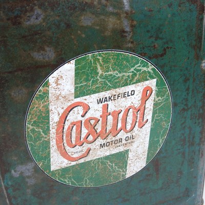 Lot 481 - A vintage Castrol petrol can table lamp base,...