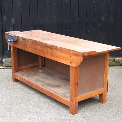 Lot 50 - A wooden work bench, fitted with a vice