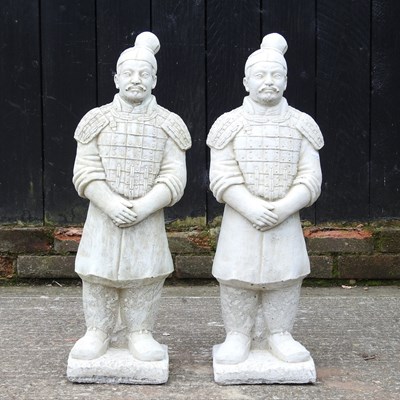 Lot 105 - A pair of cast stone garden statues of...