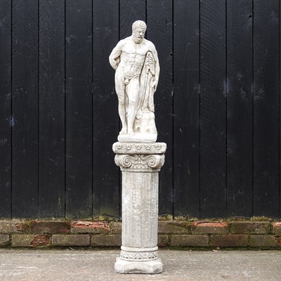 Lot 178 - A cast stone garden statue of Hercules, on a...